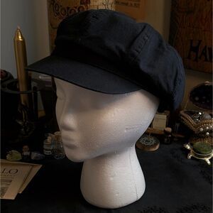 Newsboy Flat Cap Hat Unisex Small Solid Black